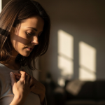 Highly sensitive person sitting in soft light and feeling the weight of others’ emotions"