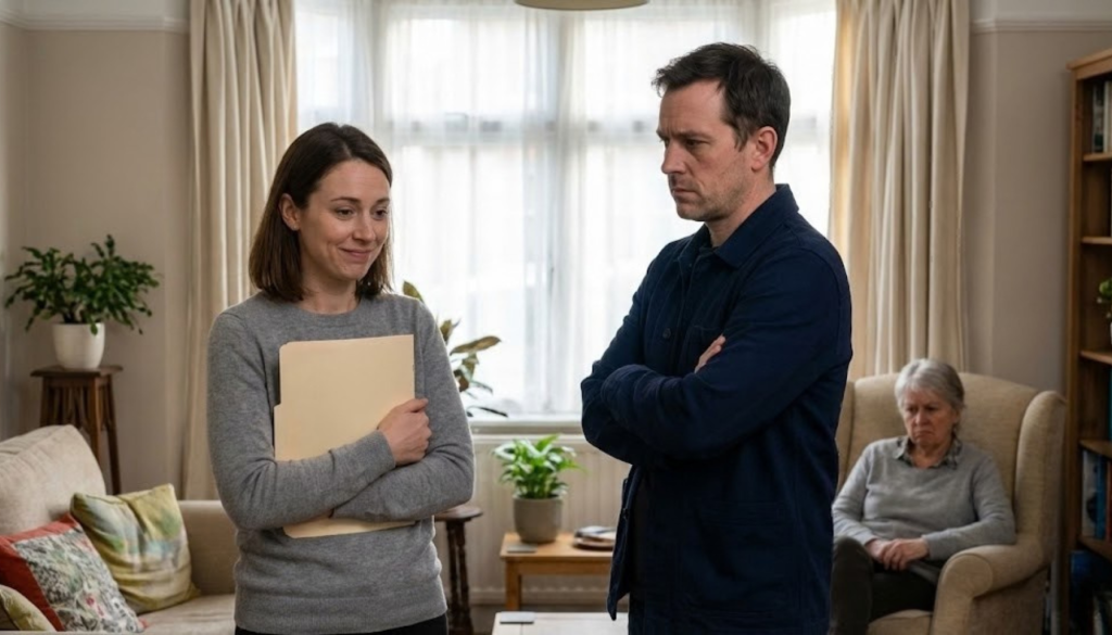 Adult siblings in an enmeshed family reacting with tension and jealousy instead of celebrating success